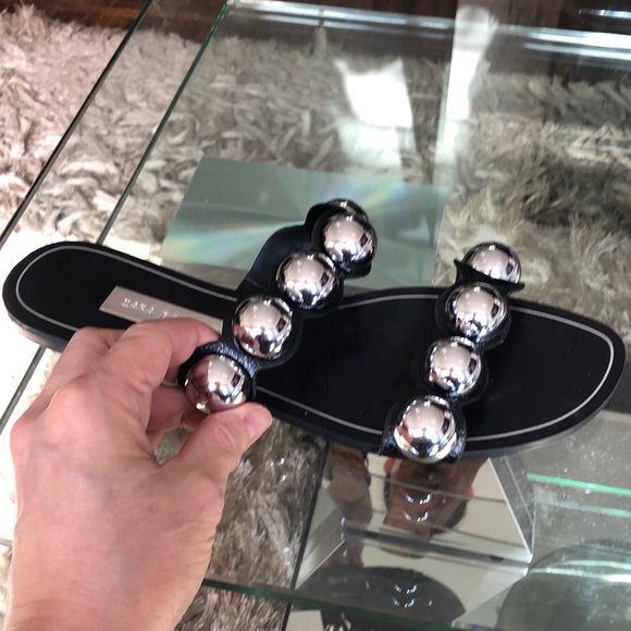 NWOT- Zara Silver ball sandals. $45 - Picture 3 of 6